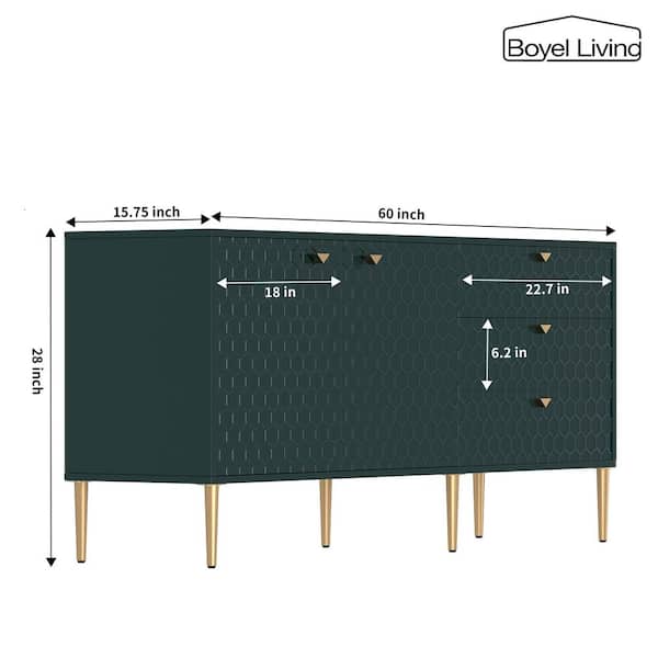 Boyel Living Green Modern Accent TV Stand with 2-Door