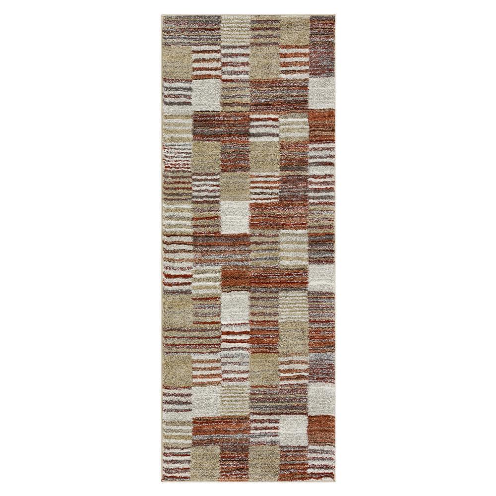 Pernette Red/Beige Doormat 3 ft. x 8 ft. Geometric Area Rug price history on PriceWatchPro