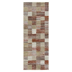 Pernette Red/Beige 2 ft. 7 in. x 7 ft. 2 in. Geometric Area Rug