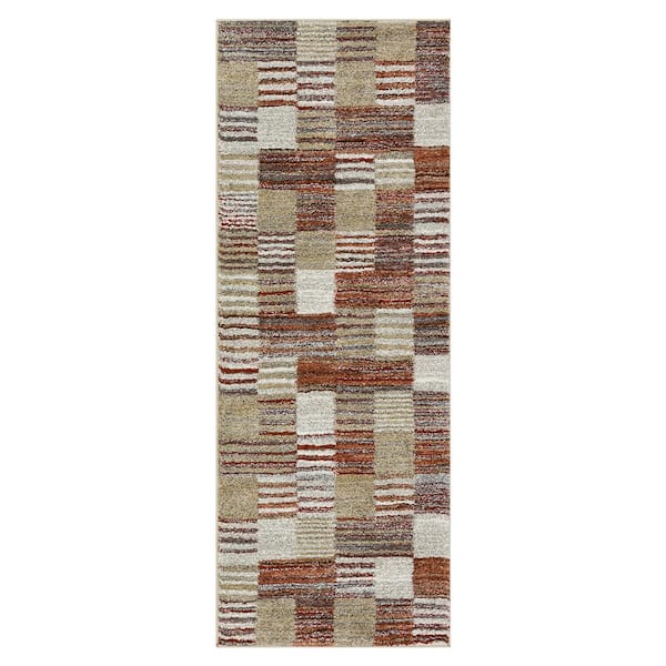 Home Decorators Collection Pernette Red/Beige Doormat 3 ft. x 8 ft. Geometric Area Rug