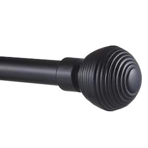 Modern Layer 36 in. - 72 in. Adjustable 1 in. Single Curtain Rod Kit in Matte Black with Finial