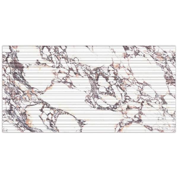 Merola Tile Touche Pleated Deco Rubis 6 in. x 8 in. Porcelain Floor and Wall Take Home Tile Sample