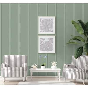 Sage Green Faux Board and Batten Vinyl Peel and Stick Wallpaper Roll (30.75 sq. ft.)