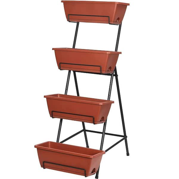 Oumilen Vertical Raised Garden Bed 4Tiers Plastic Planter Box