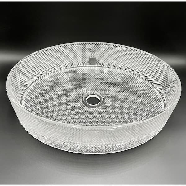 Scotch 20 in. Circular Bathroom Vessel Sink in Clear Tempered Glass