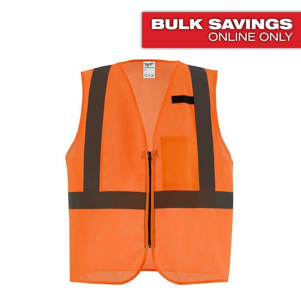 2X-Large/3X-Large Orange Class 2 High Visibility Mesh One Pocket Safety Vest