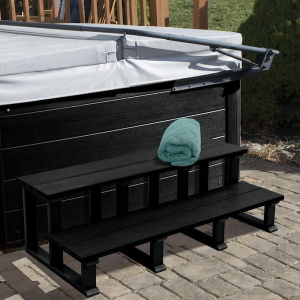 Recycled Plastic 48" Hot Tub Steps-Black
