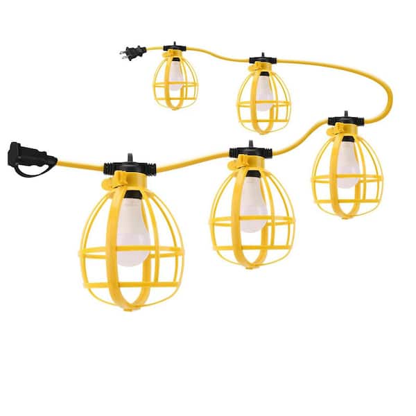 50 ft. 220V LED Construction String Lights, 50W 5 Bulbs with E26 Base Work Lights 4000LM IP65 Waterproof 6500K, Workshop