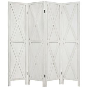 5.6 ft. White 4-Panel Folding Wooden Room Divider