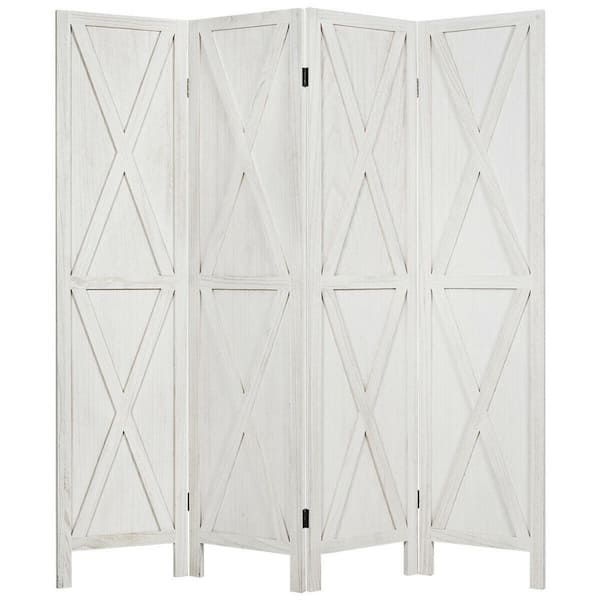 Boyel Living 5.6 ft. White 4-Panel Folding Wooden Room Divider