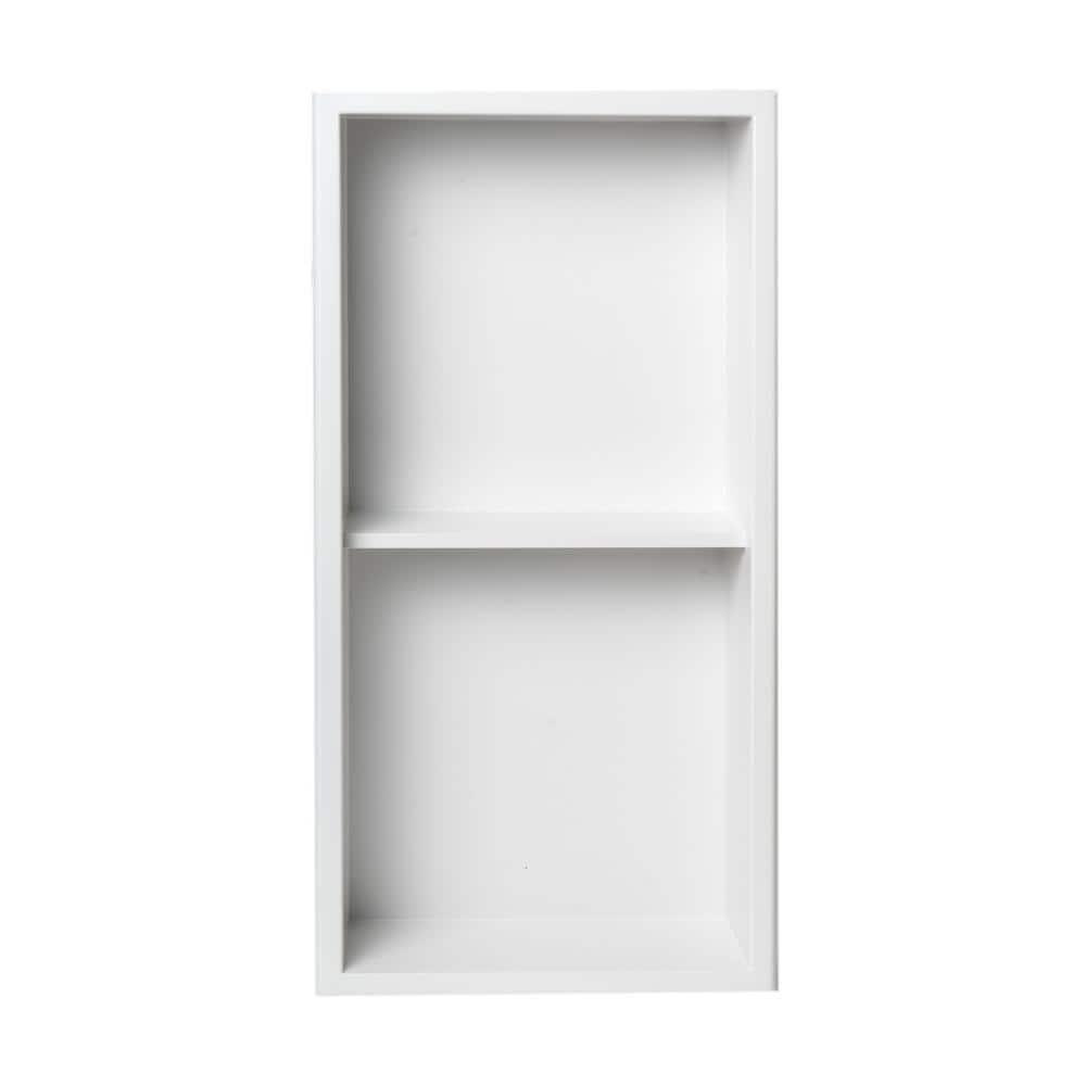 Matte White Stainless Steel Double Shelf Shower Niche