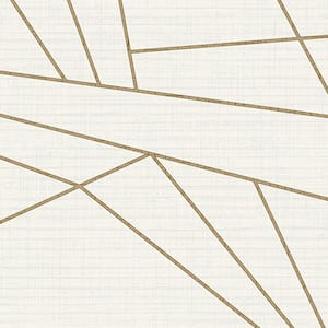 Sharp Geometry White & Gold Paper Strippable Roll (Covers 57 sq. ft.)