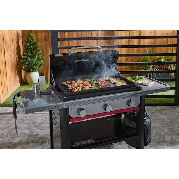 Slate Griddle 3-Burner Propane Gas 28 in. Rust-Resistant Flat Top Grill in Black