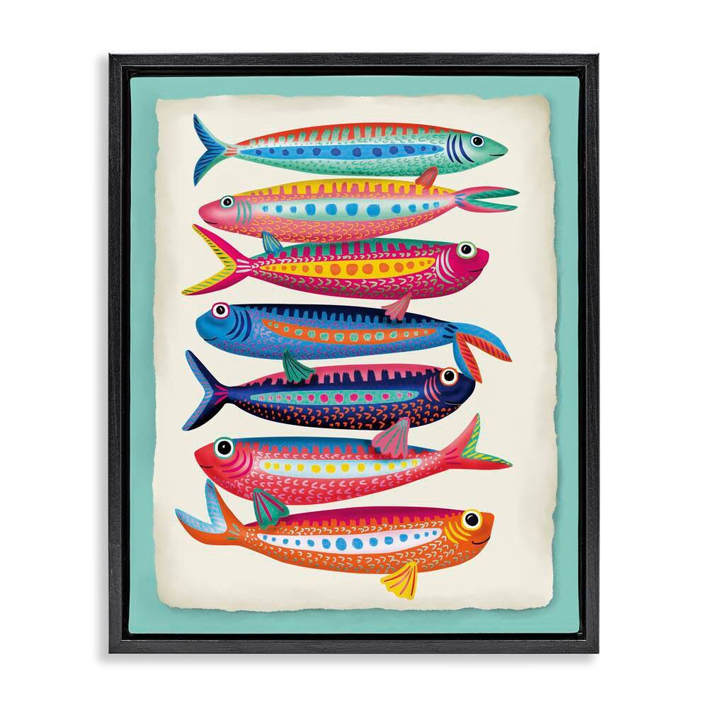 Multi Hued Sardines by Darlene Seale Black Floater Frame Coastal Graphic Art Print 31 in. x 25 in. price history on PriceWatchPro