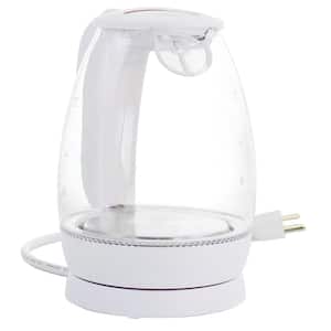 1.7 Liter 7 Cup Glass 360 Degree Cordless LED Electric Kettle in White