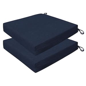 Outdoor 20 in. Square Dining Seat Cushion Textured Solid Indigo Blue (Set of 2)