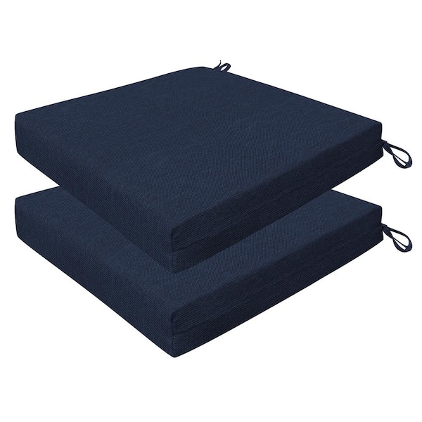 Honeycomb Outdoor 20 in. Square Dining Seat Cushion Textured Solid Indigo Blue (Set of 2)