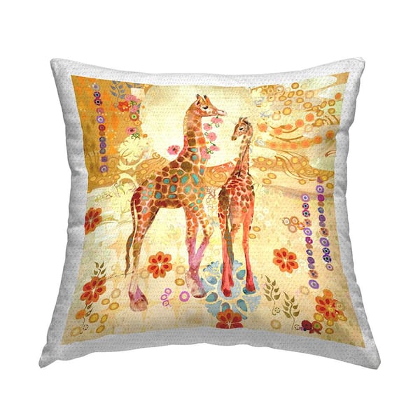 Stupell Industries Abstract Patterned Giraffe Tan Square Outdoor Throw Pillow