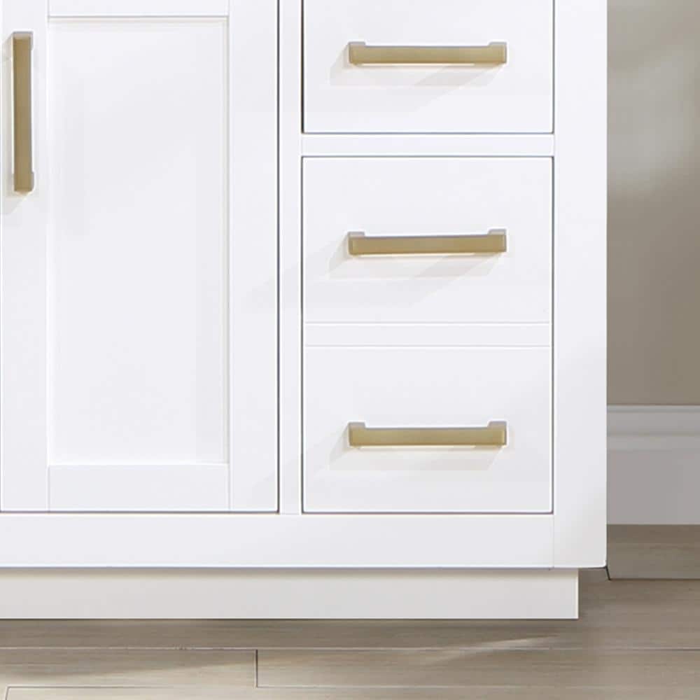 Gavino 36" White Wood Vanity with Stone Top and Mirror