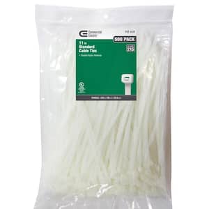 11 in. Standard 50 lb. Tensile Strength UL 21S Rated Cable Zip Ties 500-Pack Natural (White)