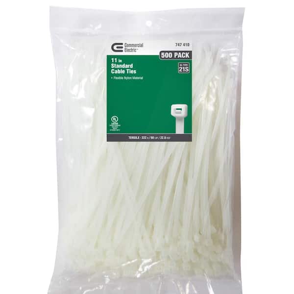 Commercial Electric 11 in. Cable Tie, Natural (500-Pack)