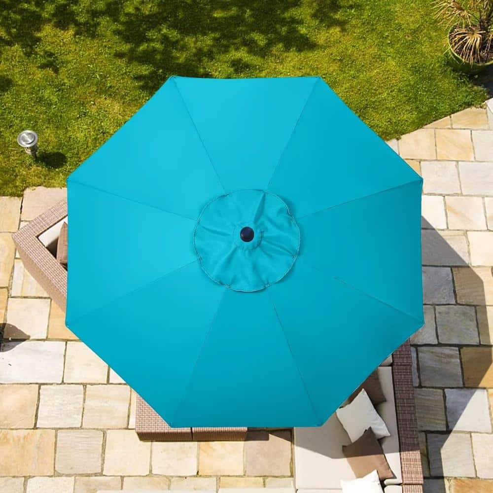 Turquoise Round Polyester 9ft Patio Umbrella Replacement Canopy