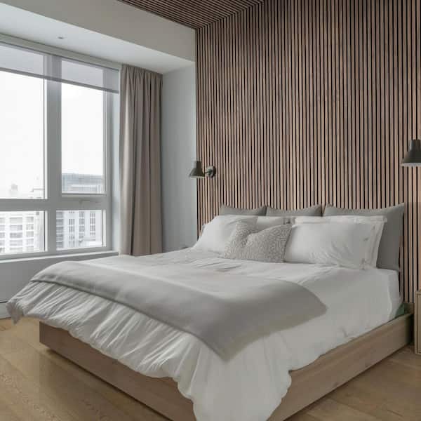 Harmony Sable Acoustic 0.80 in. x 9.5 in. x 120 in. Brown Wood Sound Absorbing Wall Panel (4-Panels/31.68 sq. ft./Case)