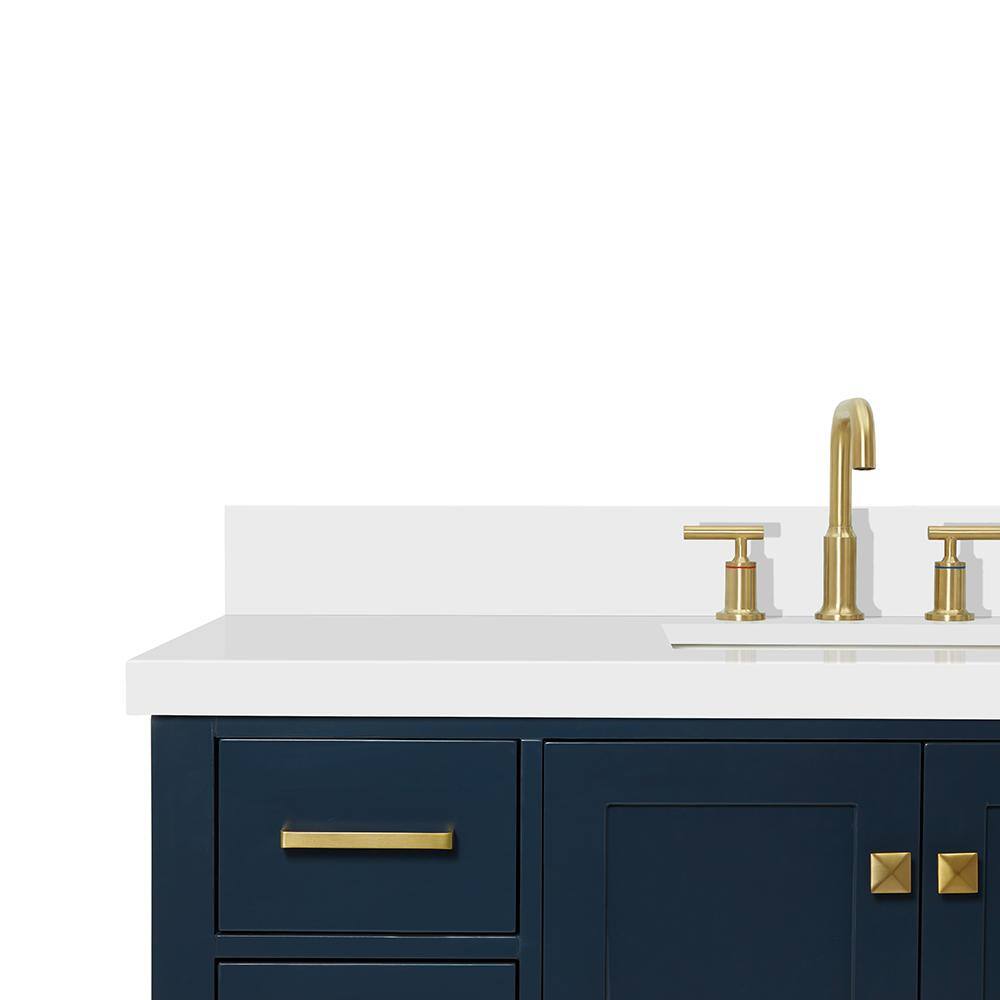 Midnight Blue Shaker Style 49" Vanity with White Quartz Top