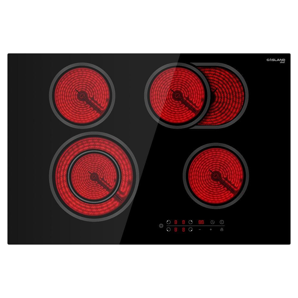 30 in. Built-in Radiant Electric Cooktop Ceramic Glass in Black with 4 Elements including Dual Zone Heating