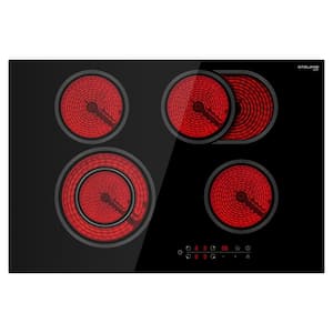 30 in. Built-in Radiant Electric Cooktop Ceramic Glass in Black with 4 Elements including Dual Zone Heating