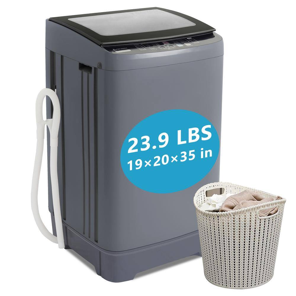 2.1 cu.ft. 23.9 lbs. Full-Automatic Top Load Washer with Drain Pump, 10 Wash Programs and 8 Water Level Options in Grey