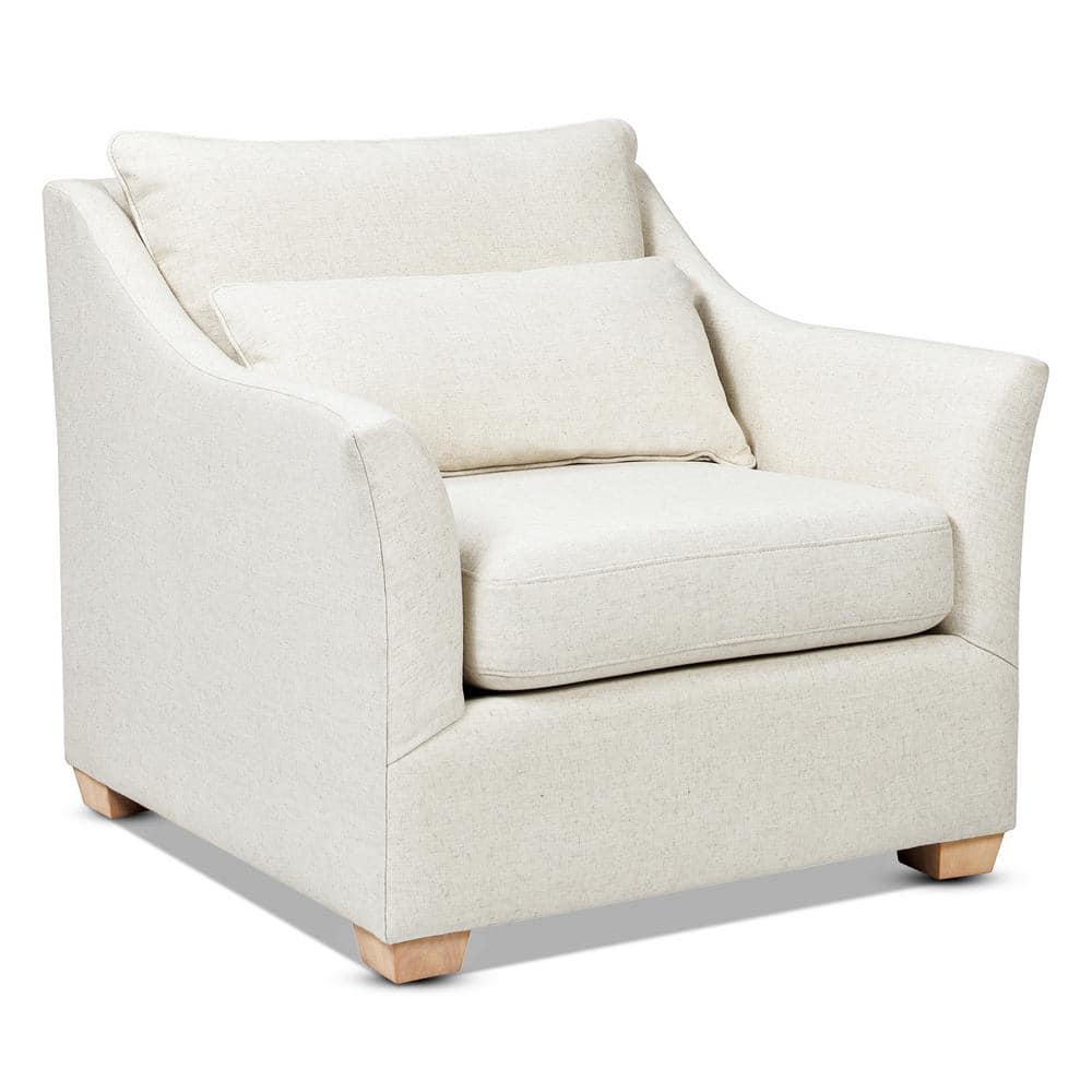 Ada 38" White Linen Flared Arm Accent Chair
