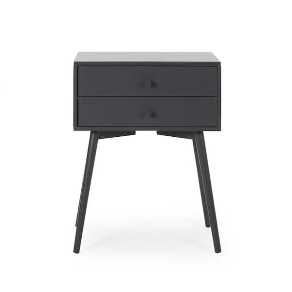 Noble House Newcomb 18 in. Dark Grey MDF Side Table
