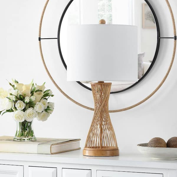 Magnus 25.5 in. Natural Table Lamp with White Shade