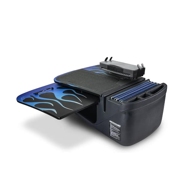 AutoExec GripMaster Car Desk Blue Steel Flames with Printer Stand