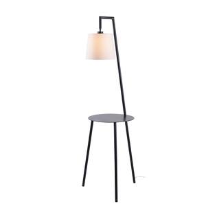 Ander 60.25 in. Black Floor Lamp with Tray and Drum Shade