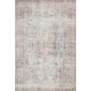 Loren Silver/Slate 1 ft. 6 in. x 1 ft. 6 in. Sample Distressed Bohemian Printed Area Rug