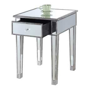 Gold Coast 18 in. x 24 in. H Weathered Gray Square Mirrored End Table with Drawer