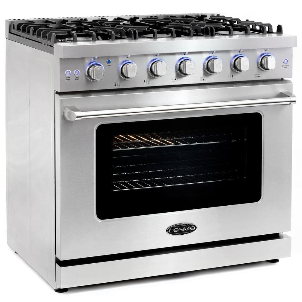 Cosmo 36" Stainless Steel Convection Gas Range with 6 Burners