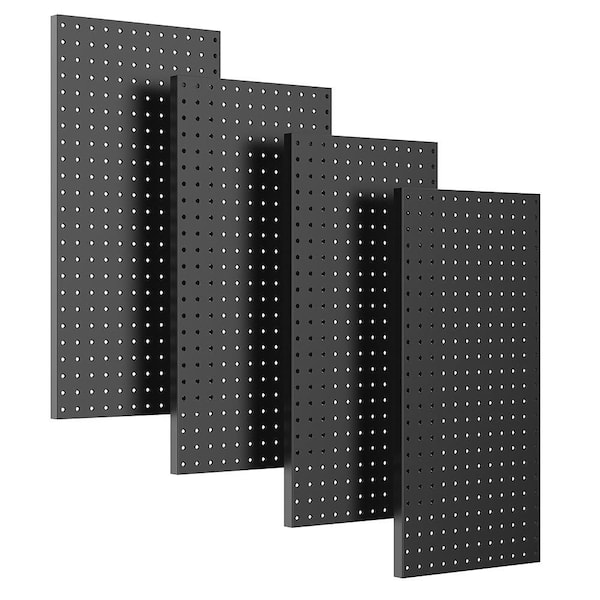 4-Piece 24 in. x 48 in. Metal Pegboard Wall Panels for Garage Tool Storage, Gaming Room Headphones Black