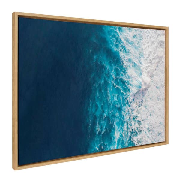 Sylvie "Seascape of Splashing Waves" by The Creative Bunch Studio Natural Framed Art Print 38 in. x 28 in.