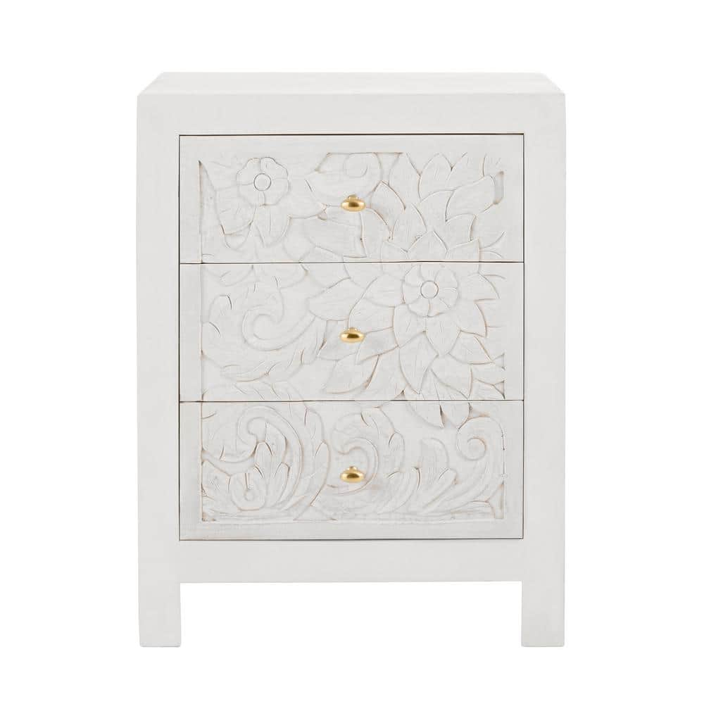 whitewash carved zaria nightstand