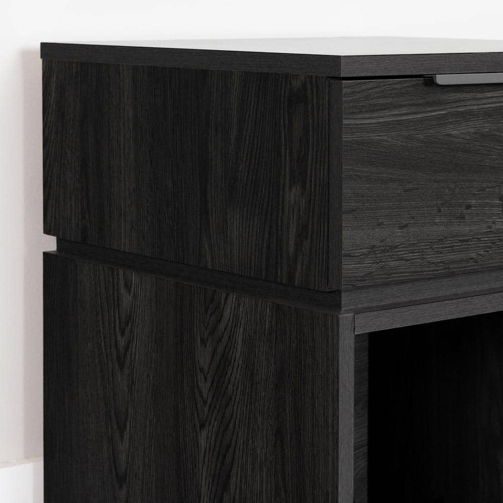 Gray Oak 1-Drawer Minimalist Nightstand