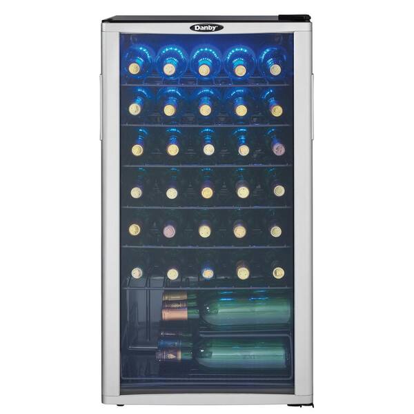Danby 35 Bottle Wine Cooler Freestanding In Platinum Black Dwc350blp The Home Depot