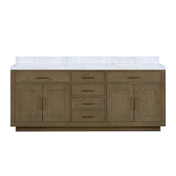 Condor 84 in W x 22 in D Grey Oak Double Bath Vanity and Carrara Marble Top