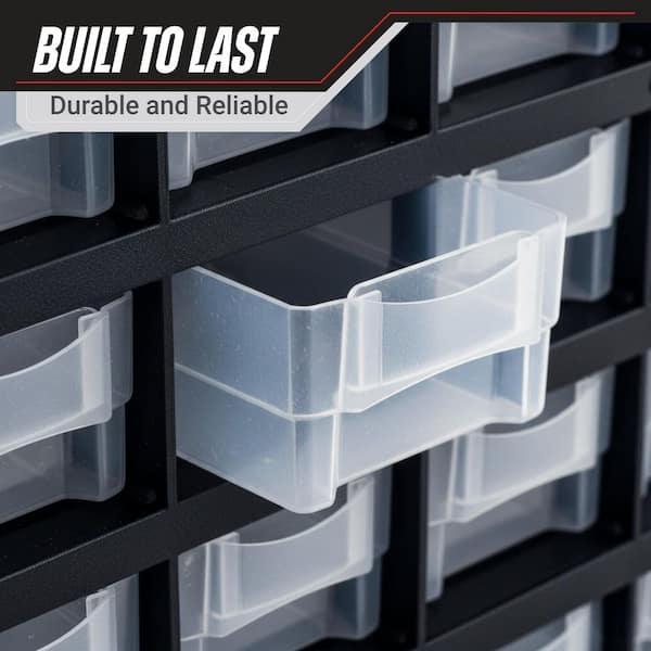 Stalwart 41-Compartment Hardware Storage Box – 40 Small Trays + 1 Oversized Tray, Perfect For Screws, Washers, Nuts, Bolts & Craft Supplies