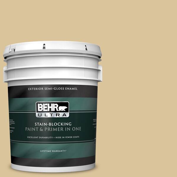 BEHR ULTRA 5 gal. #UL160-6 Straw Basket Semi-Gloss Enamel Exterior Paint and Primer in One