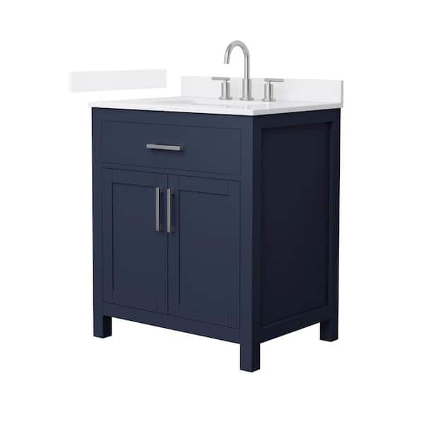 Beckett 30 in. Single Freestanding Dark Blue Bath Vanity with White Quartz Top (Assembled)