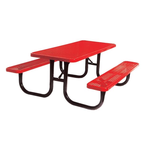 Ultra Play 8 ft. Diamond Red Commercial Park Portable Rectangular Table