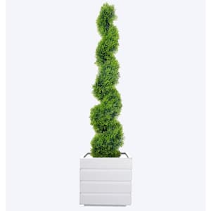 65 in. Artificial Spiral Topiary in fiberstone planter